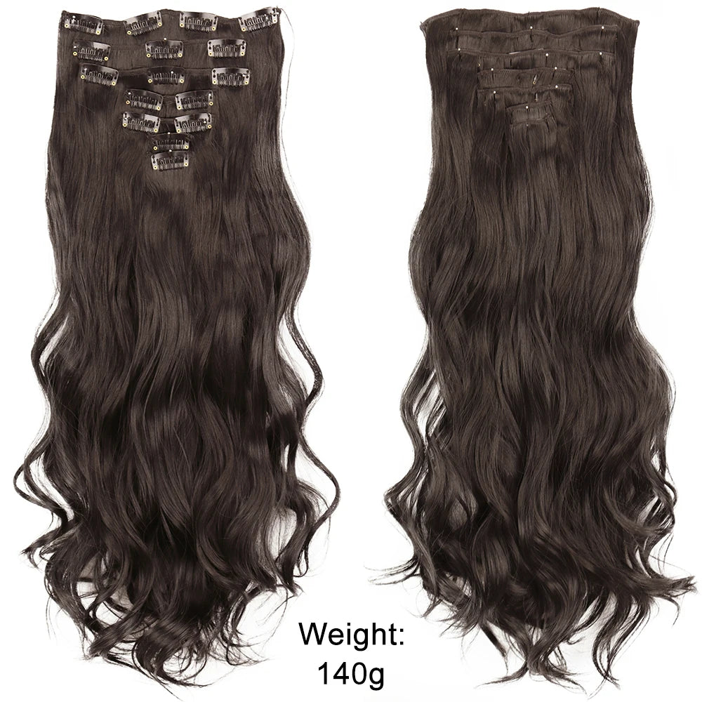 Women’s 7Pcs Hair Extensions with 16 Clips – Natural Black Straight Ombre Hairpiece