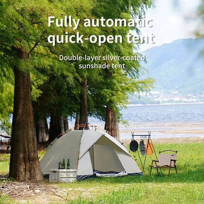 Outdoor Folding Tent – Fully Automatic Quick Opening, 3-4 Person Self-Driving Camping Tent, Rain & Sun Proof, Portable