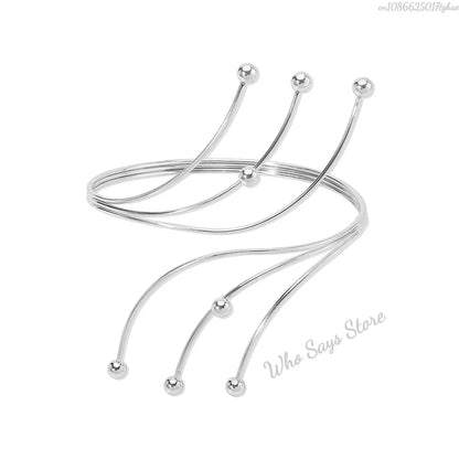 Lacteo Geometric Twisted Upper Arm Cuff Bracelet – Adjustable Water Drop Bangle for Women
