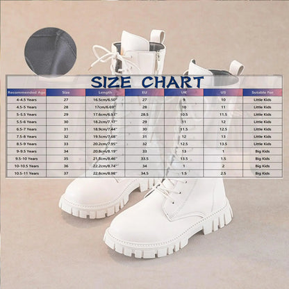 Anti-Slip Punk Gothic Winter Boots for Teen Girls – Mid-Calf Faux Leather Ankle Combat Boots with Side Zipper