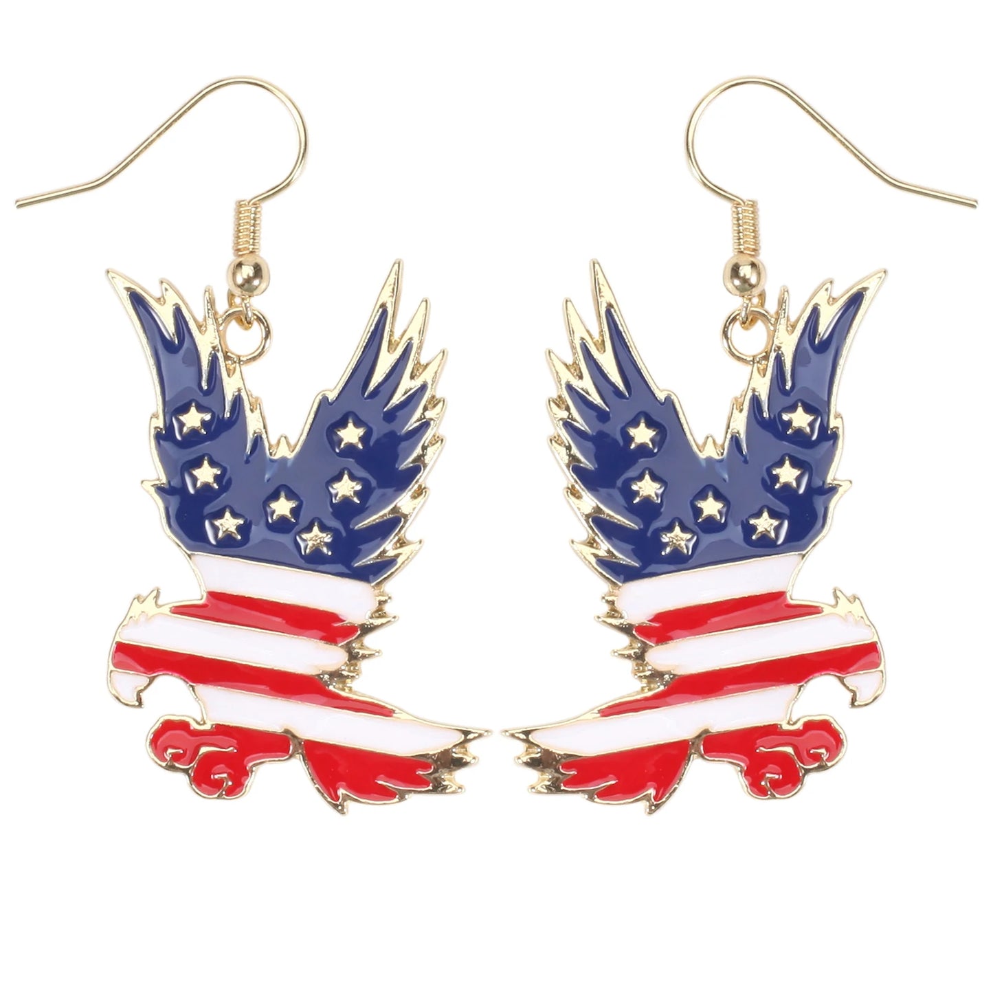 USA Flag Heart Star Cross Earrings - Patriotic Independence Day Dangle Jewelry for Women