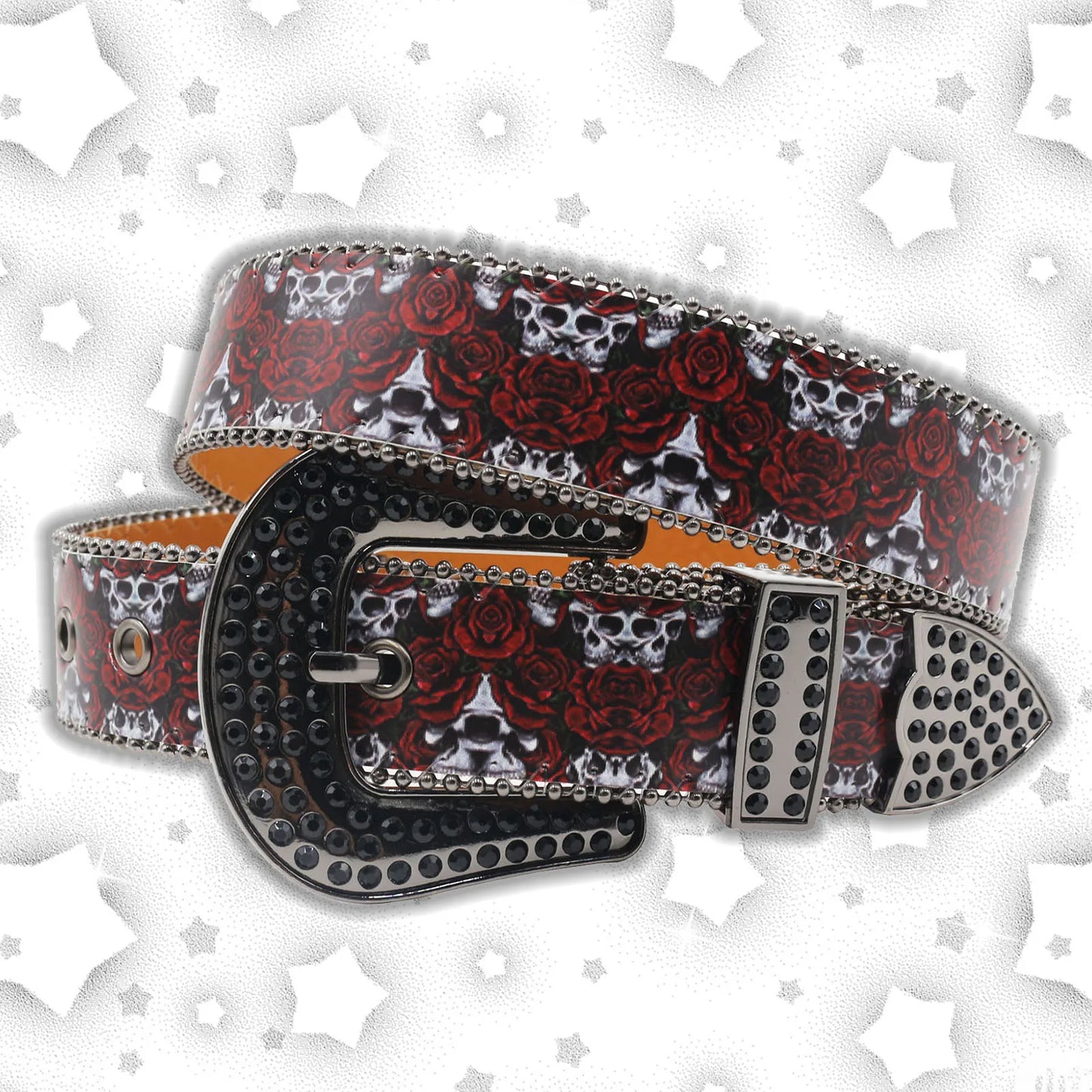 Nice Brand Three Skull Rhinestone Belt – Western Punk Hip-Hop Style for Men & Women