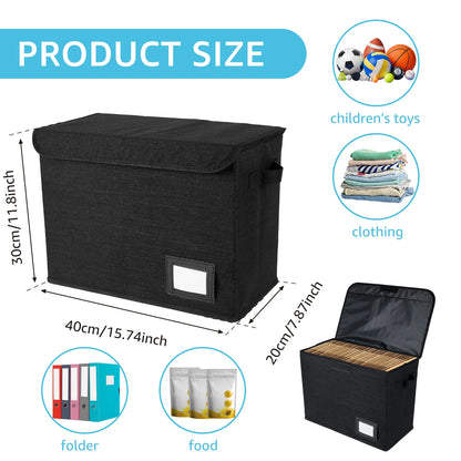 Foldable Clothing Storage Box with Lid – Washable Comic Book Organizer Bin with Handle, Multipurpose Home & Office Storage Container