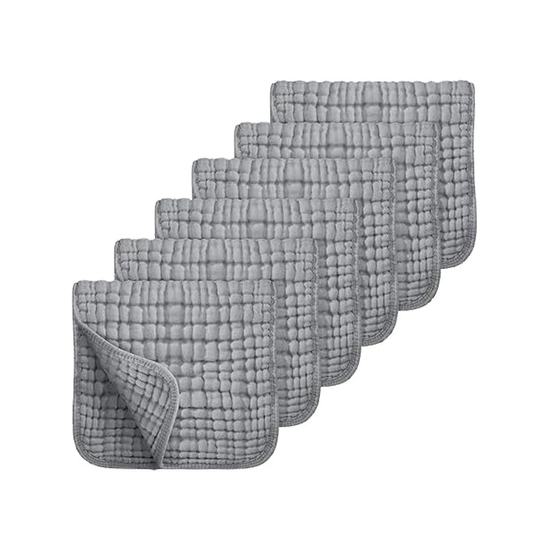 6PCS Baby Burping Cloths – 20"x10" Extra Soft 100% Cotton Muslin Washcloths, Absorbent Newborn Burp Cloths