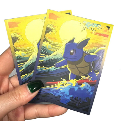 60PCS Standard Card Sleeves 66x91mm — Tortoise Great Wave Design Protectors for TCG, MTG, Pokémon
