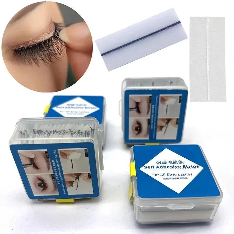 40pcs Reusable Self-Adhesive Eyelash Strips — Glue-Free Hypoallergenic False Eyelash Extension Tape for Makeup