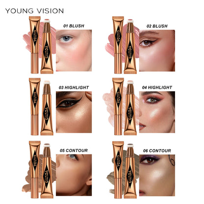 YOUNG VISION Air Cushion Powder Blusher - High Gloss Stick Rouge Makeup Liquid, 6 Color Options
