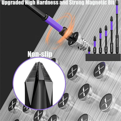 5/12 Pcs Magnetic Screwdriver Bit Set – Non-Slip Shockproof Phillips Impact & Hex Shank Alloy Steel Bits for Power Tools