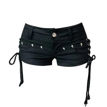 Summer Women’s Y2K Streetwear Gyaru Harajuku Vintage Low Rise 2000s Denim Jean Shorts Hot Pants
