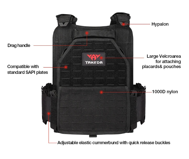 YAKEDA ATFG MOX CAMO Tactical Plate Carrier – Lightweight, Quick Release, 1000D Nylon MOLLE Vest for Combat & Hunting