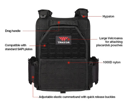 YAKEDA ATFG MOX CAMO Tactical Plate Carrier – Lightweight, Quick Release, 1000D Nylon MOLLE Vest for Combat & Hunting