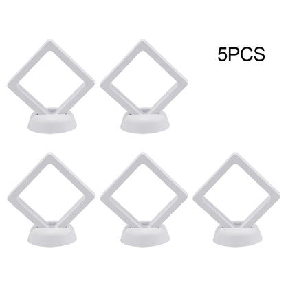 3D Floating Jewelry & Coin Display Frame – Clear Stand for Rings, Pendants, and Gemstones