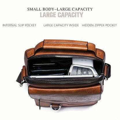Men’s Shoulder Bag – PU Leather Crossbody for 9.7" iPad, Business Flap Messenger Bag, Travel Bag