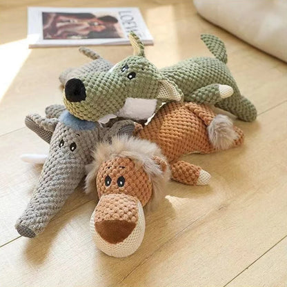 Plush Dog Chew Toy - Bite-Resistant Squeaky Teeth Cleaning Toy for Small Dogs