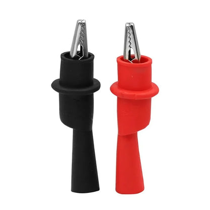 2Pcs Alligator Test Clips - Red Black 10A 1000V Multimeter Probe Leads for AC DC Power Testing
