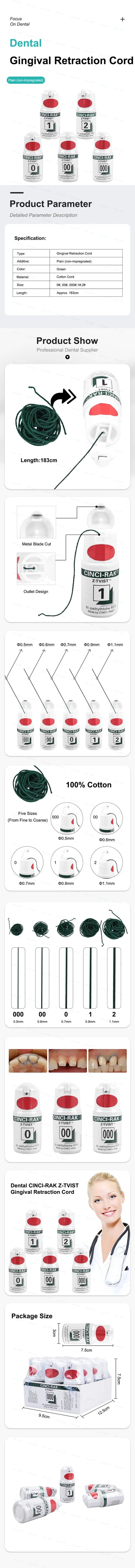 Dental Disposable Gingival Retraction Cord – Knitted Cotton Gum Line, Size 0/00/000 for Denspay