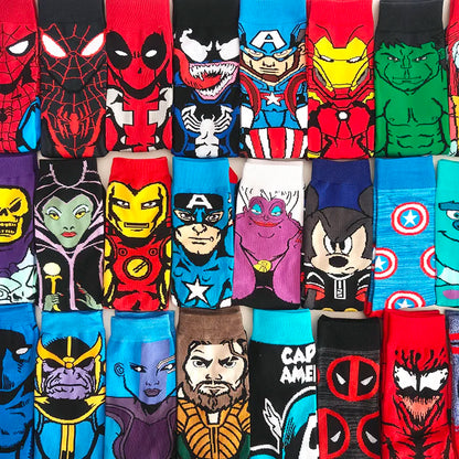 Cartoon Anime Crew Socks - 5 Pairs Unisex Hip Hop Street Style Novelty Casual Socks for Men and Women