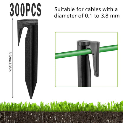 Garden Lawn Mower Ground Pegs - 100-300PCS Eco-Friendly Boundary Cable Stakes for Quick Installation