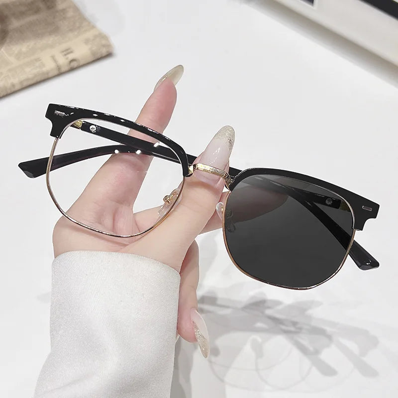 Vintage Photochromic Anti-Radiation Eyeglasses for Men & Women – Fashion Eyebrow Frame Glasses