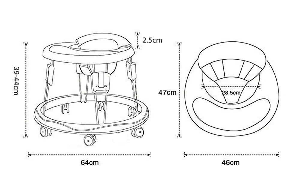 UBRAVOO Adjustable Baby Walker – Round Folding Toddler Walker with Universal Wheels, 9 Height Settings for Ages 6-18 Months, Model ZM01