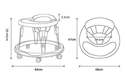 UBRAVOO Adjustable Baby Walker – Round Folding Toddler Walker with Universal Wheels, 9 Height Settings for Ages 6-18 Months, Model ZM01