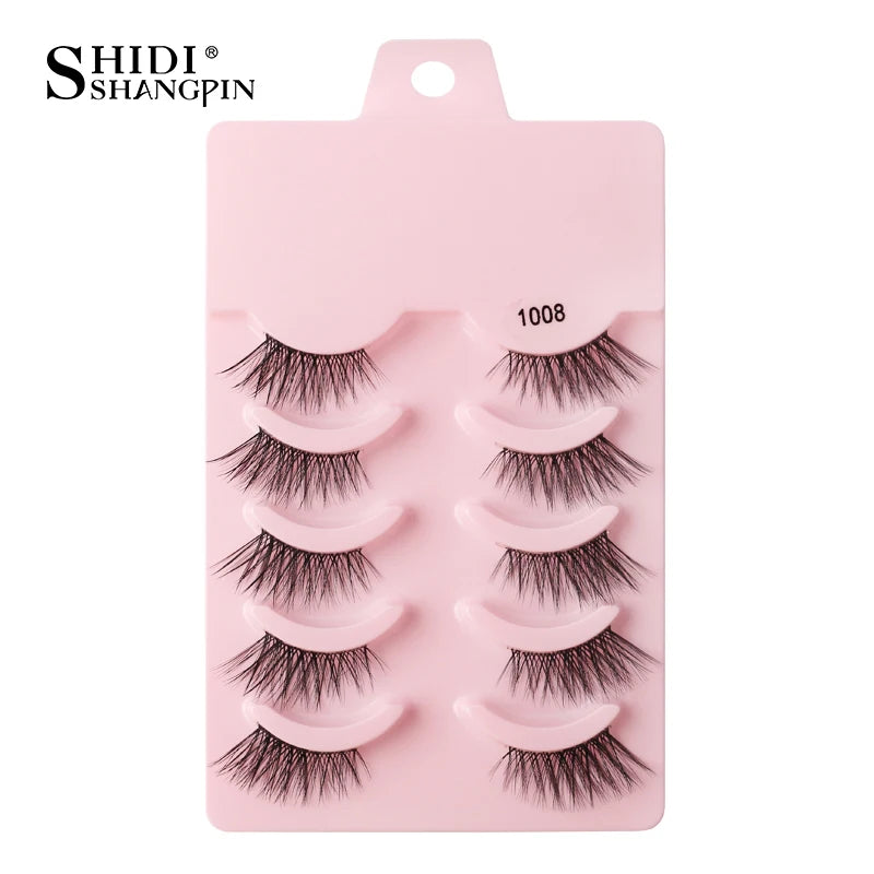 SHIDISHANGPIN 5/10 Pairs Cat Eye False Lashes – 3D Mink Half Lashes, Eyelash Extensions for Natural Makeup, Faux Cils Maquiagem