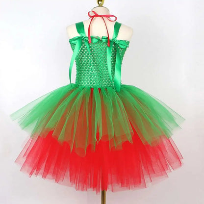 Red & Green Christmas Elf Costumes for Girls – Kids Xmas Fairy Dresses with Hat and Socks, New Year Festival Outfit