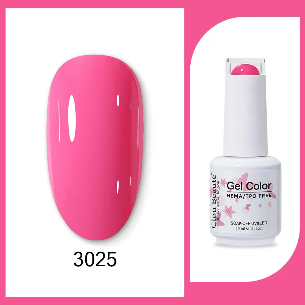 Clou Beaute 15ml Gel Nail Polish Set – Red Black White Green Neon UV Soak-Off Semi-Permanent Nail Varnish Base & Velvet Top Coat