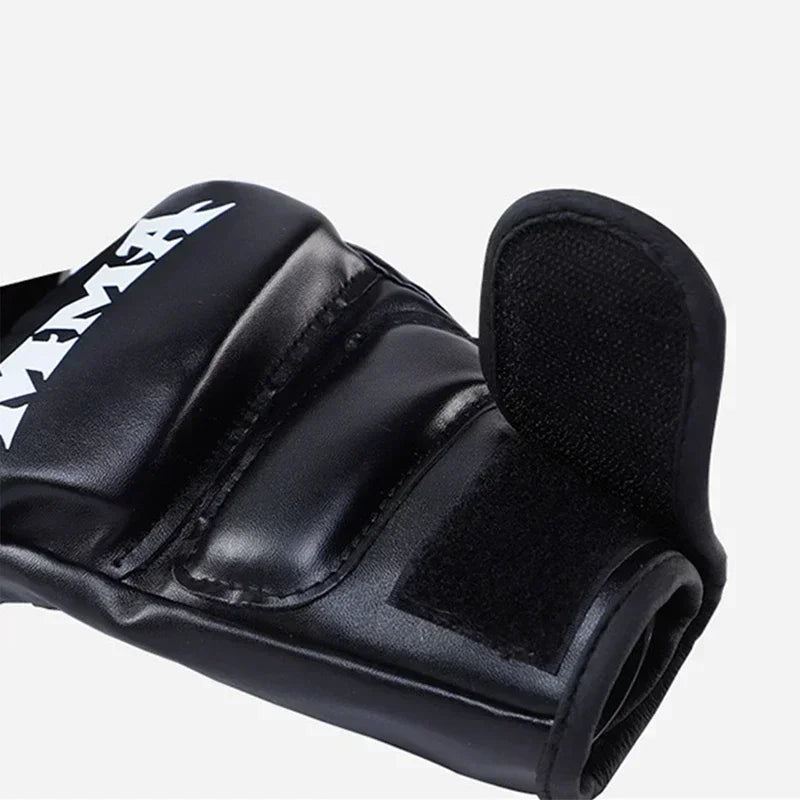 Half-Finger Boxing Training Gloves - Leather Padded Sanda, UFC & Heavy Bag Training Gloves