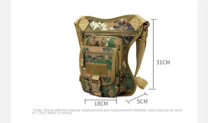 Camouflage Motorcycle Drop Leg Bag – Waterproof, Multifunctional Waist Bag for Travel, Hiking & Outdoor Riding
