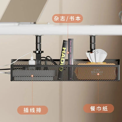 Desk Cord Storage Rack | No Drill Under Desk Cable Organizer | Metal Mesh High Load-Bearing Wire Holder