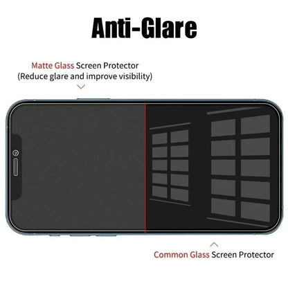 Matte Tempered Glass Screen Protector for iPhone 11-15 Pro Max Plus - Frosted Anti-Glare Protective Film