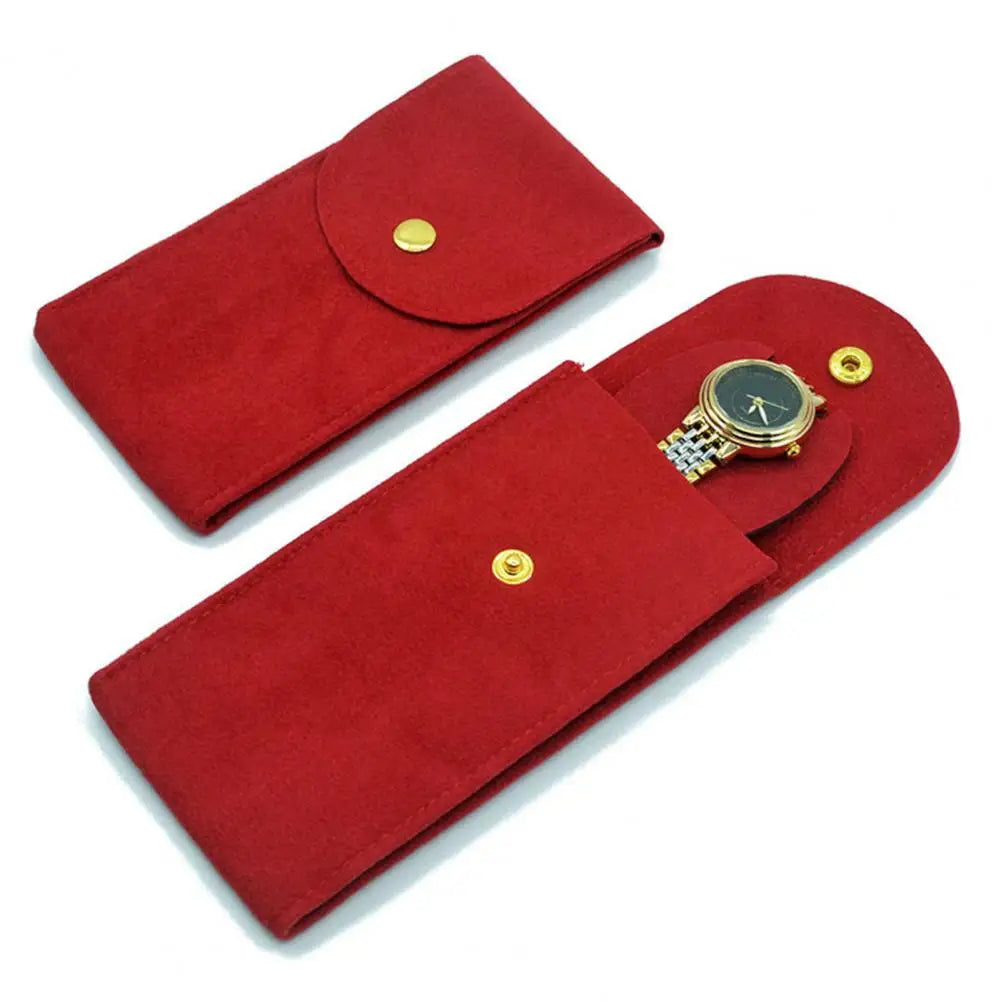 Portable Velvet Watch Bag – Shockproof Jewelry Pouch with Press Button Snap Design for Gift & Storage