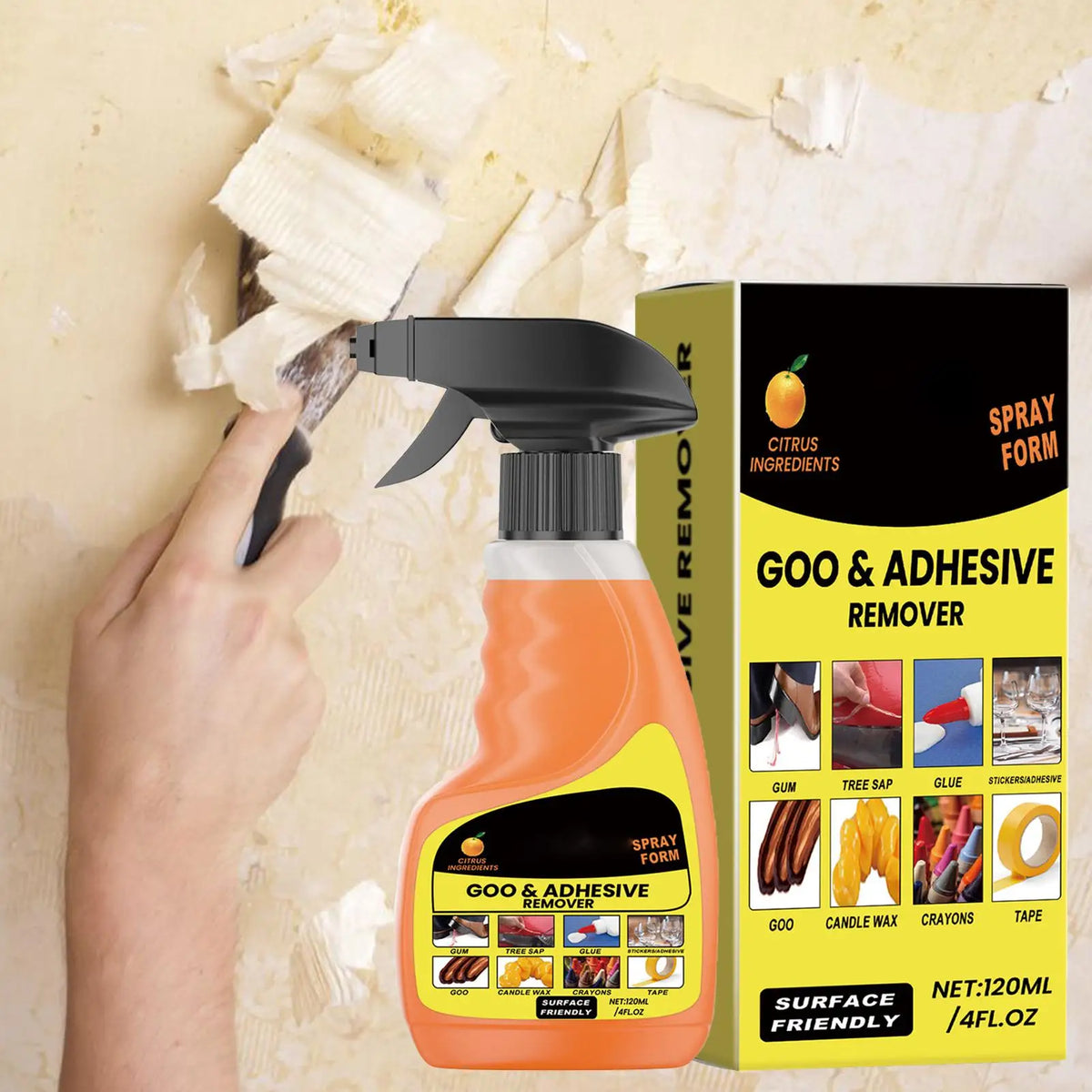 120ml Adhesive and Sticker Remover Spray - Multifunctional Glue Cleaner for Double-Sided Tape and Sticky Residue