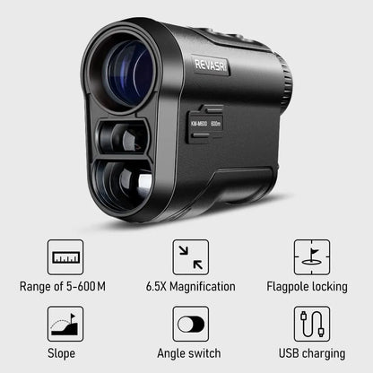REVASRI Golf Laser Rangefinder 600M/Yard – USB Rechargeable with Slope Compensation, Flag Lock & Vibration