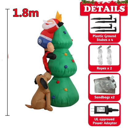 Inflatable Christmas Decorations – Tree, Snowman, Santa, Bear & Gingerbread Man with Built-in LED for Outdoor Garden & Party Decor