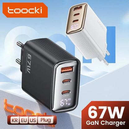 Toocki 67W GaN USB-C Charger — Digital Display Quick Charge PD PPS QC4.0 for MacBook, Laptop, iPad, iPhone 15/14