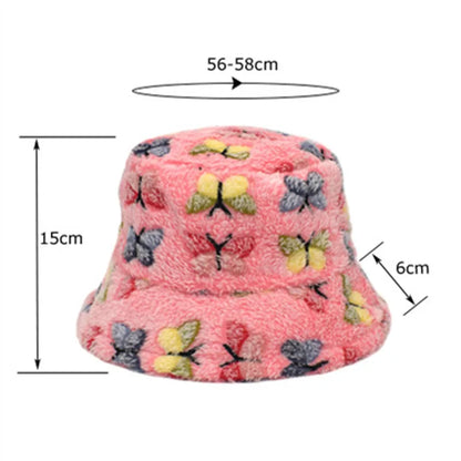 Women’s Winter Bucket Hat – Fashion Leopard Panama, Warm Vintage Faux Fur Fisherman Cap