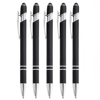 2-in-1 Metal Stylus Ballpoint Pen — 1.0mm Black Ink Pen for Smartphone and Tablet, Set of 5–10 Pieces