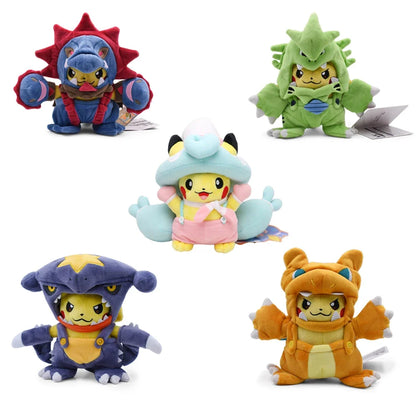 Eevee Pikachu Cosplay Plush Toy - Cute Charizard & Lucario Cartoon Stuffed Animal Doll Gift
