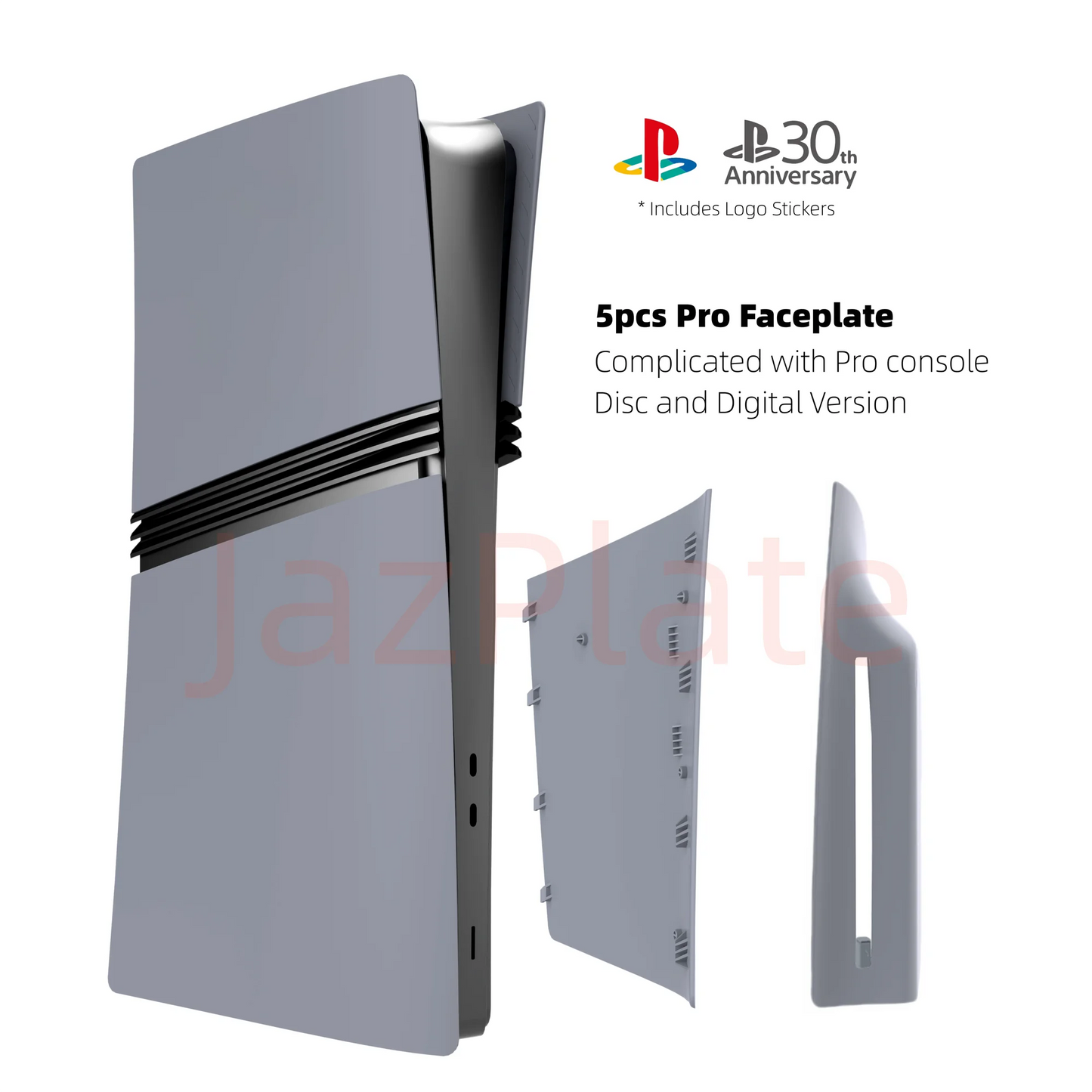 5-in-1 30th Anniversary Gray Faceplates for PS5 Pro – Disc & Digital Edition PlayStation 5 Cover Accessories