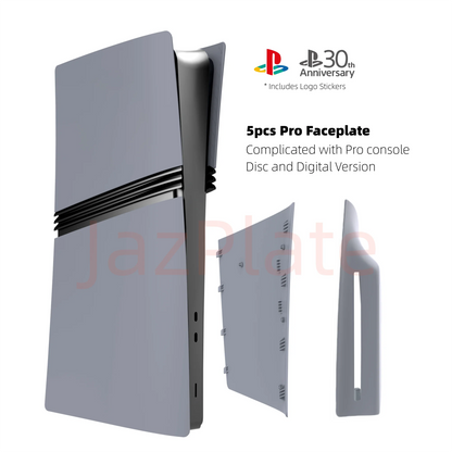 5-in-1 30th Anniversary Gray Faceplates for PS5 Pro – Disc & Digital Edition PlayStation 5 Cover Accessories