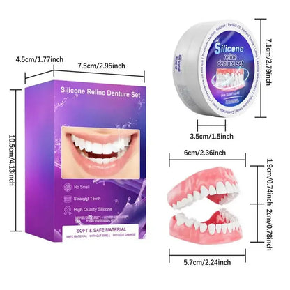 Silicone Denture Set – Temporary Fake Teeth for Orthodontic Fit, Whitening & Oral Hygiene Care