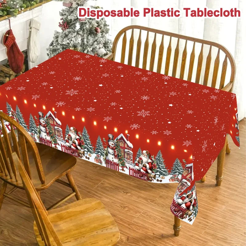 Christmas Santa Claus Tablecloth - Holiday Dining Table Cover Decor for Home, Navidad Noel & New Year Celebrations 2025