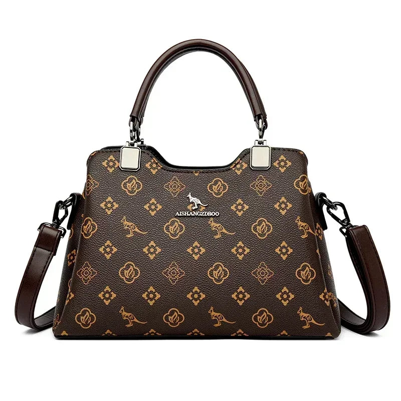 Luxury Fashion Print Women’s Handbag – Large Capacity Soft Leather Shoulder & Crossbody Designer Purse