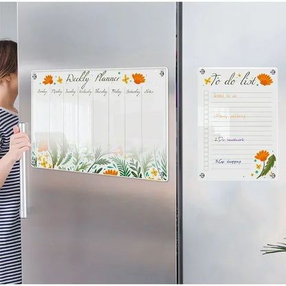 Magnetic Fridge Calendar & Weekly Planner – Reusable Transparent Dry Erase Board for Schedule, Menu & Notes