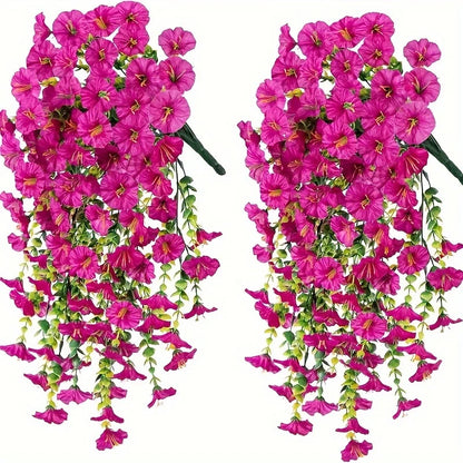 UV-Resistant Artificial Morning Glory & Eucalyptus Hanging Flowers – Outdoor Home, Garden & Wedding Décor