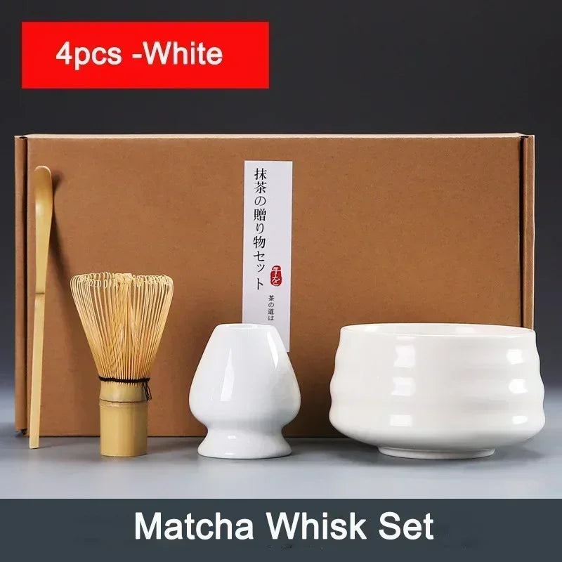 4/6Pcs Bamboo Matcha Tea Whisk Set – Scoop, Brush, Strainer & Bowl for Japanese Tea Ceremony