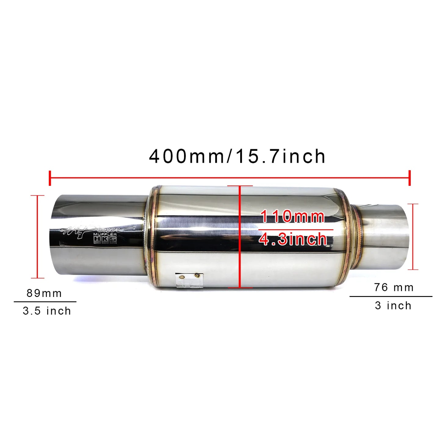 Universal Stainless Steel Straight Drum Muffler Tailpipe - 2, 2.5 & 3 Inch Inlet, 3.5 Inch Outlet Car Exhaust