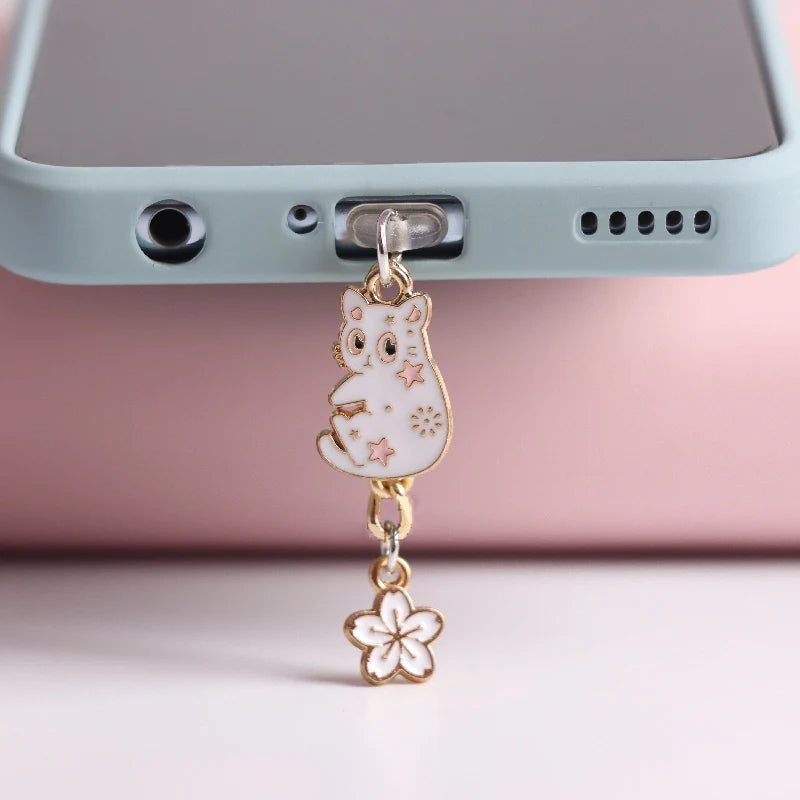 Kawaii Cat Phone Dust Plug Charm: Anti-Dust Cap Pendant for iPhone & Type-C - Cute Android Charge Port Plug, Dust Protection Stopper